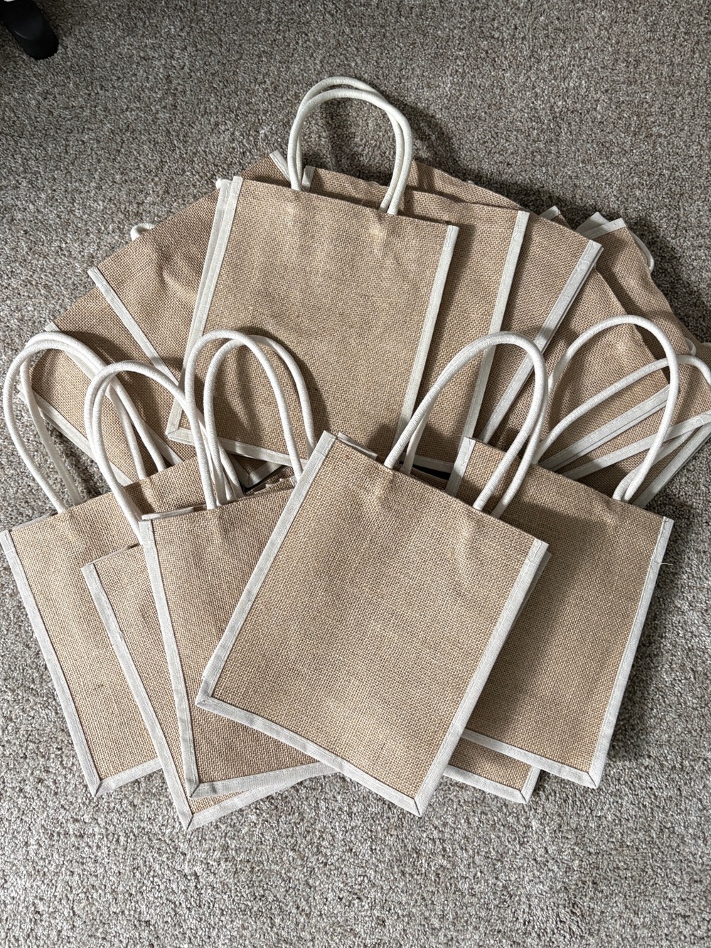 Lot of 17 Burlap Tote Gift Bags